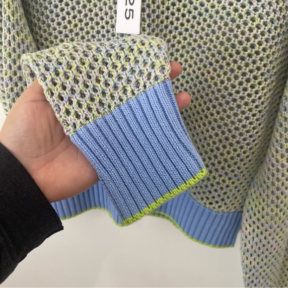 525 AMERICANA Cropped Color Block Sweater L - Picture 3 of 6